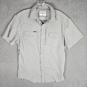 Poncho Western Shirt Mens M Stretch The Laredo Short Sleeve Slim Fit Pearl Snap